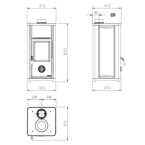 Stufa a Legna Nordica 6kw Antracite Ghisa - immagine 3